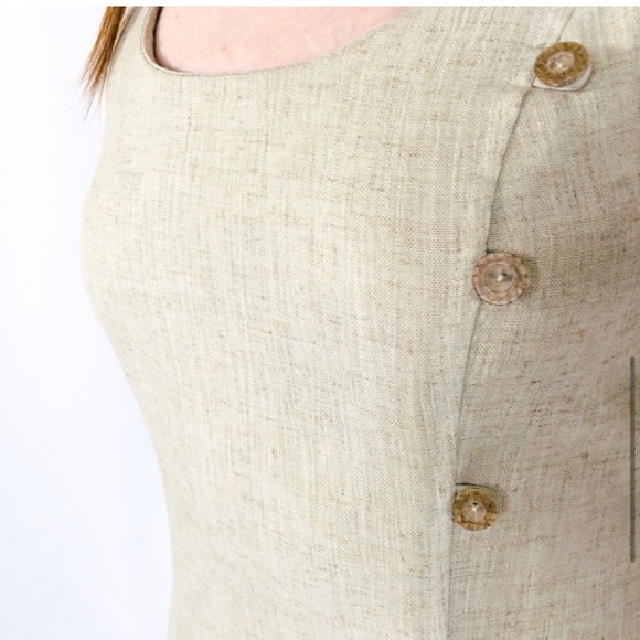 Linen Vintage Button Spring European-Style Midi Dress - Picture 4 of 11